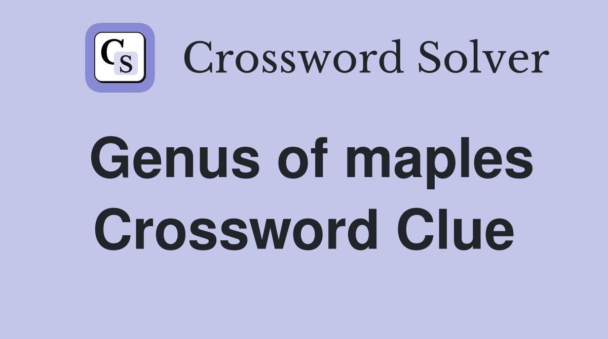 Genus of maples Crossword Clue Answers Crossword Solver